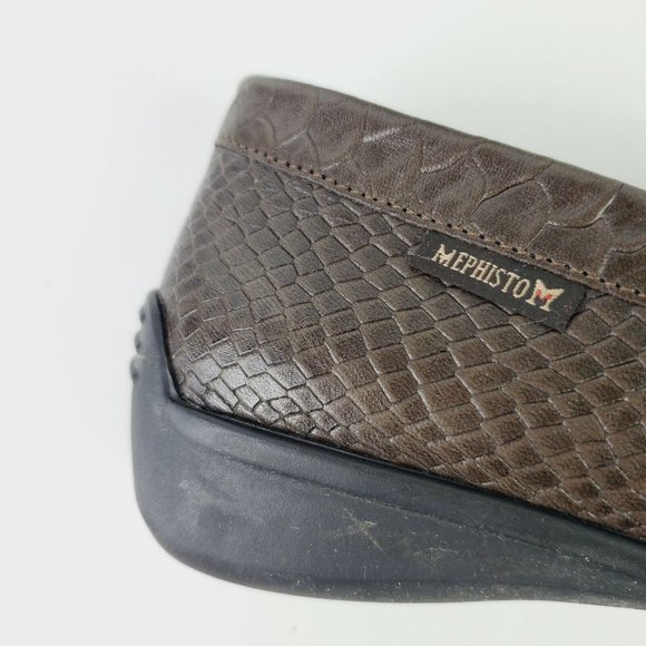 Mephisto Cool Air Women's Brown Embossed Leather Comfort Heel Penny Loafer Sz 9 - Picture 7 of 10